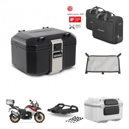 SHAD Baul trasero + soporte montaje parrilla accesorios TR48 TERRA BLACK EDITION KIT-454194