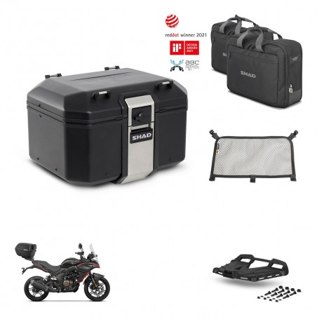 SHAD Baul trasero + soporte montaje parrilla accesorios TR48 TERRA BLACK EDITION KIT-454216