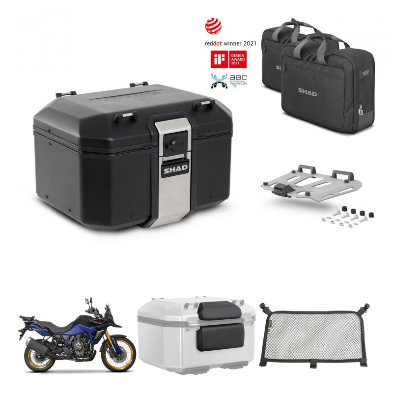 SHAD Baul trasero + soporte montaje parrilla accesorios TR48 TERRA BLACK EDITION KIT-454278