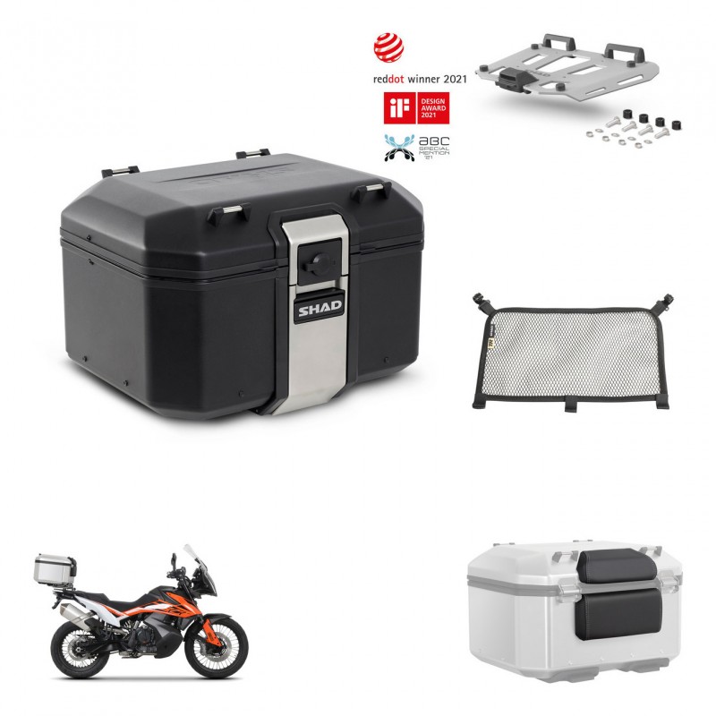 SHAD Rear trunk + mounting bracket grill accessories TR48 TERRA BLACK EDITION KIT-454297