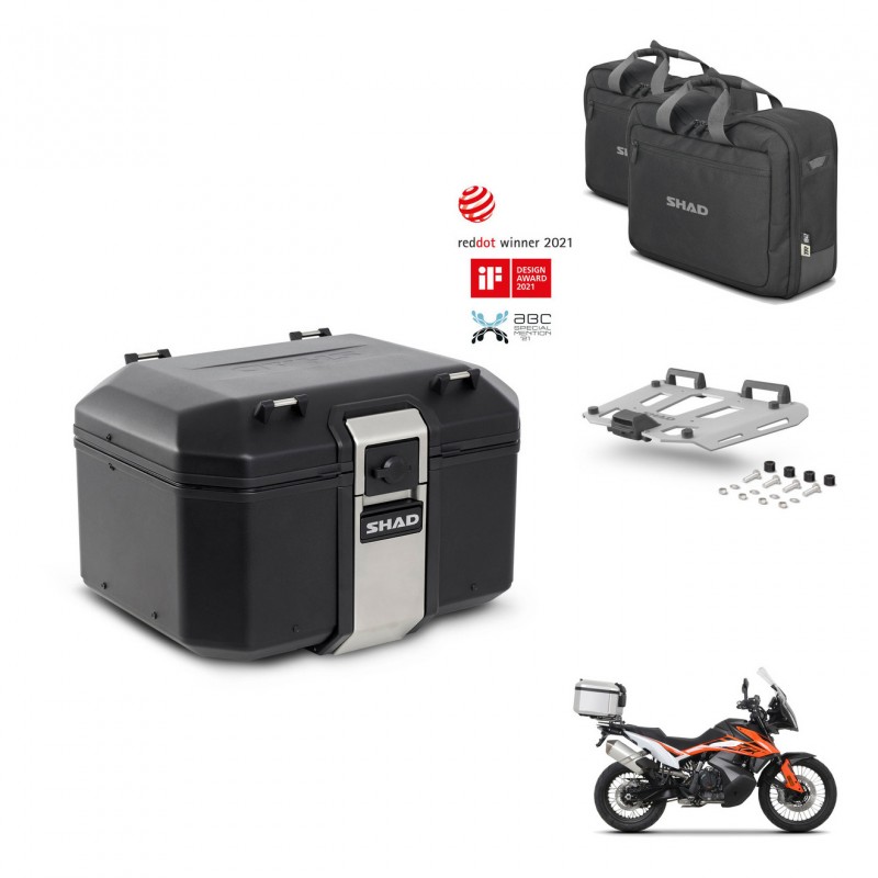 SHAD Baul trasero + soporte montaje parrilla accesorios TR48 TERRA BLACK EDITION KIT-454298