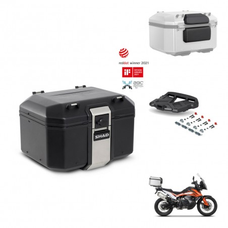 SHAD Baul trasero + soporte montaje parrilla accesorios TR48 TERRA BLACK EDITION KIT-454310