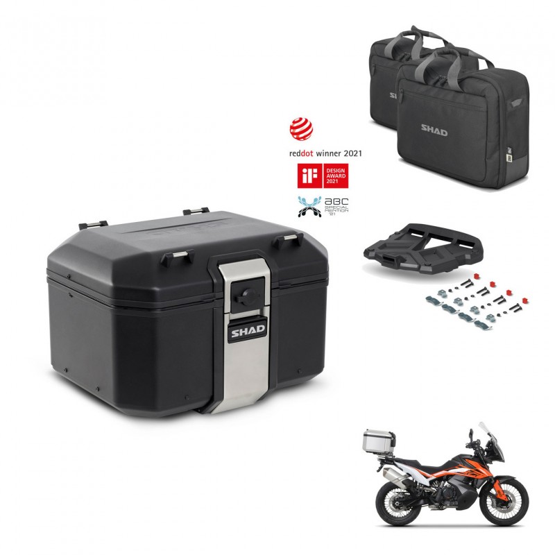 SHAD Rear trunk + mounting bracket grill accessories TR48 TERRA BLACK EDITION KIT-454313