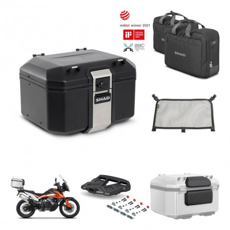 SHAD Baul trasero + soporte montaje parrilla accesorios TR48 TERRA BLACK EDITION KIT-454316