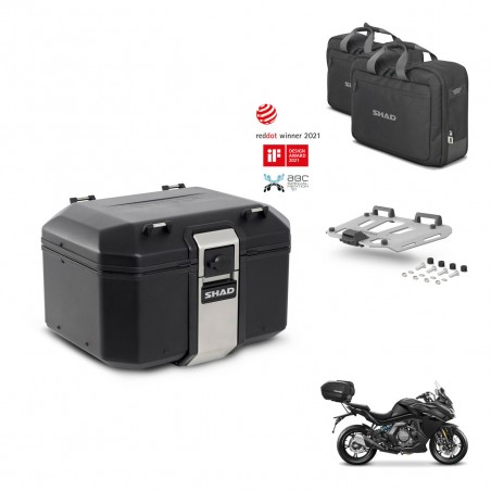 SHAD Baul trasero + soporte montaje parrilla accesorios TR48 TERRA BLACK EDITION KIT-454344
