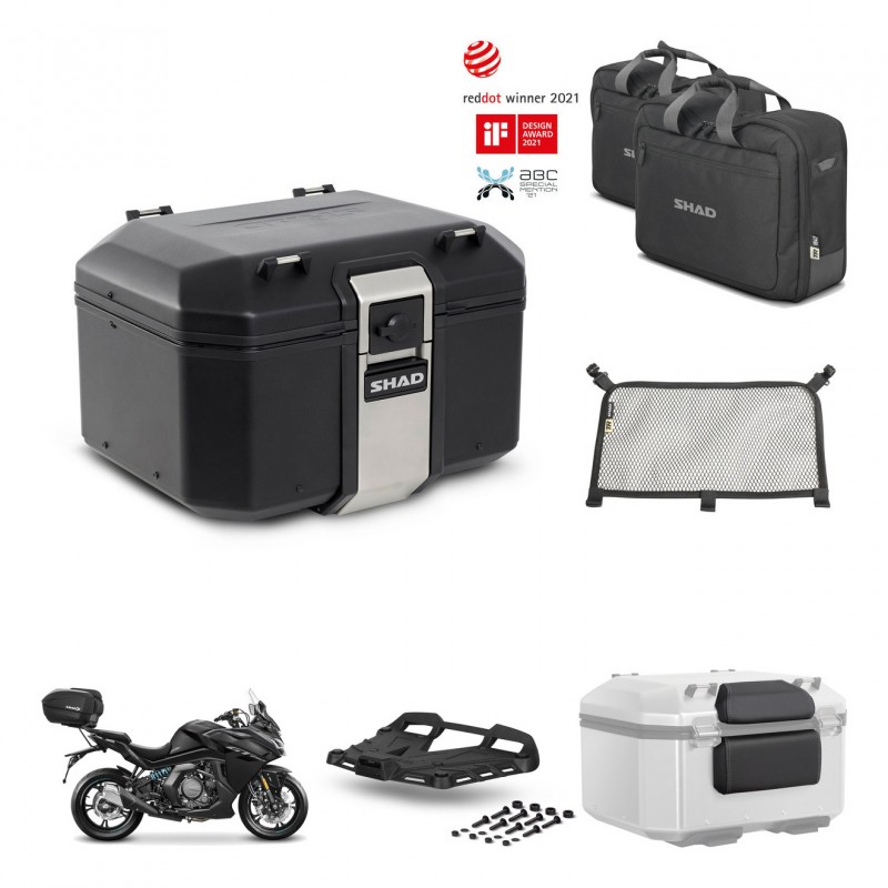 SHAD Baul trasero + soporte montaje parrilla accesorios TR48 TERRA BLACK EDITION KIT-454355
