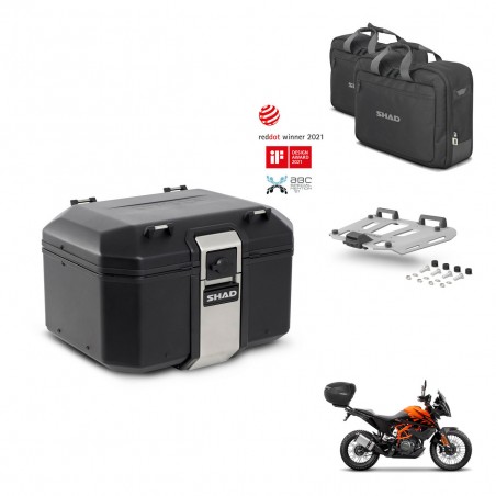 SHAD Baul trasero + soporte montaje parrilla accesorios TR48 TERRA BLACK EDITION KIT-454390