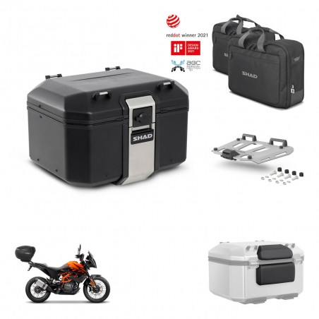 SHAD Baul trasero + soporte montaje parrilla accesorios TR48 TERRA BLACK EDITION KIT-454391