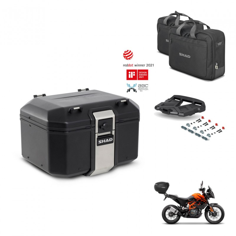SHAD Baul trasero + soporte montaje parrilla accesorios TR48 TERRA BLACK EDITION KIT-454405