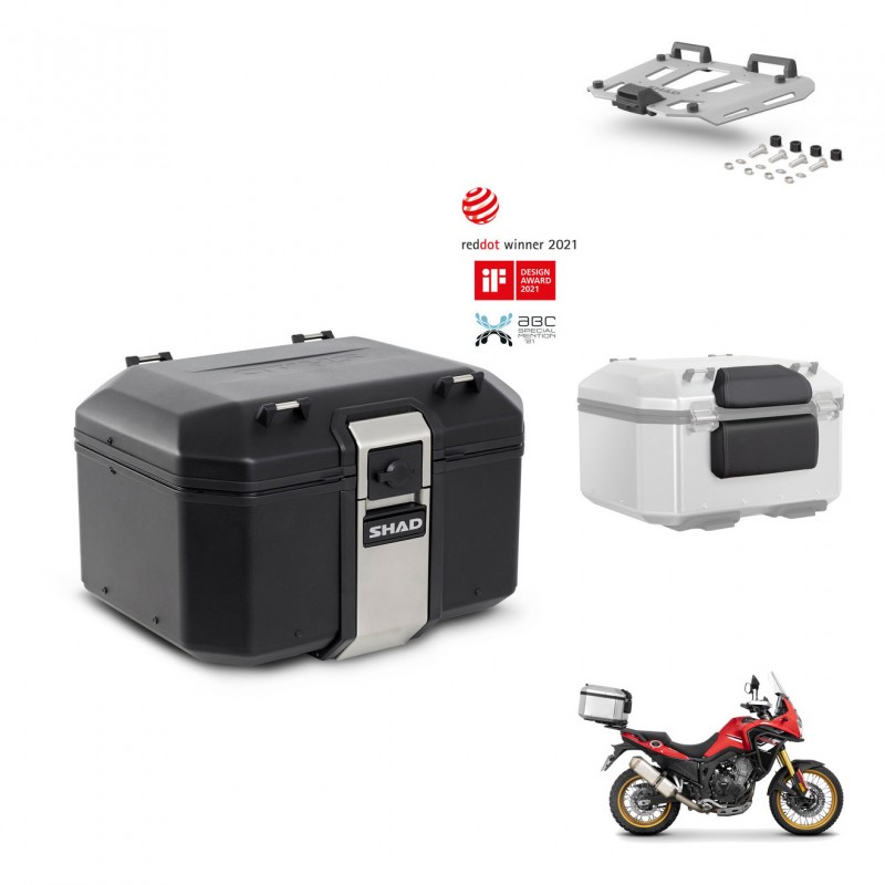 SHAD Baul trasero + soporte montaje parrilla accesorios TR48 TERRA BLACK EDITION KIT-454410