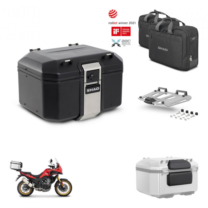 SHAD Baul trasero + soporte montaje parrilla accesorios TR48 TERRA BLACK EDITION KIT-454414