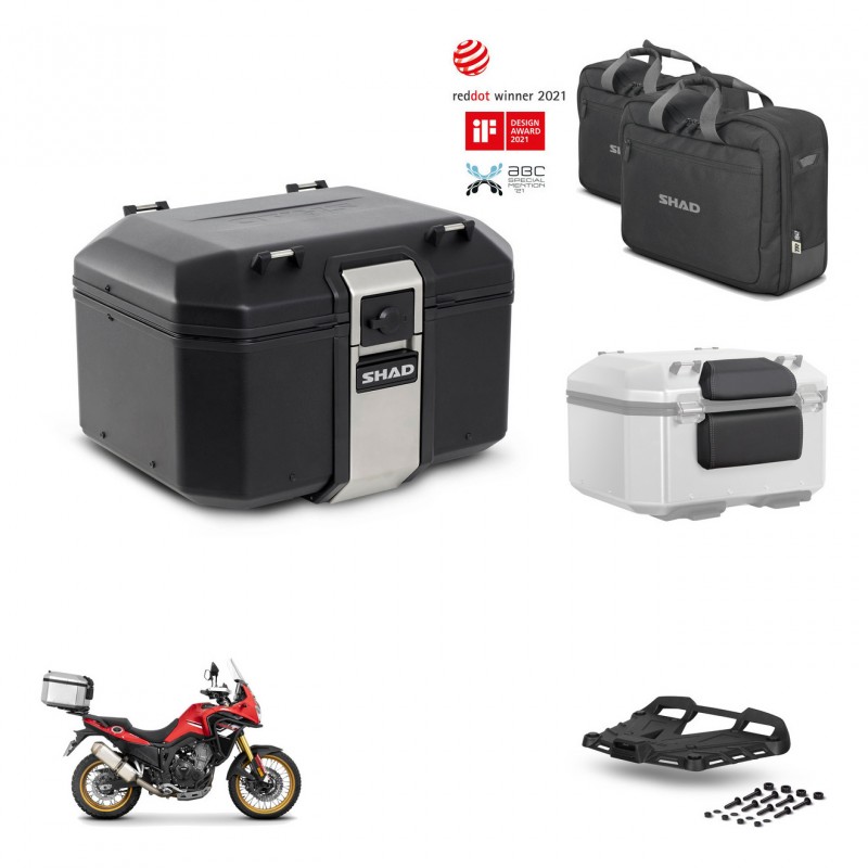 SHAD Baul trasero + soporte montaje parrilla accesorios TR48 TERRA BLACK EDITION KIT-454422