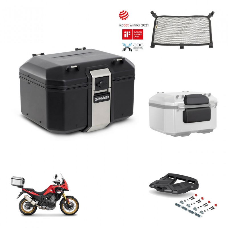 SHAD Baul trasero + soporte montaje parrilla accesorios TR48 TERRA BLACK EDITION KIT-454427