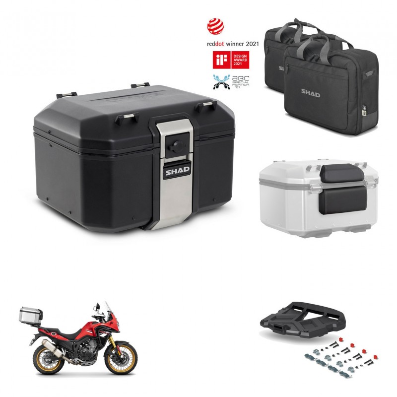 SHAD Baul trasero + soporte montaje parrilla accesorios TR48 TERRA BLACK EDITION KIT-454429