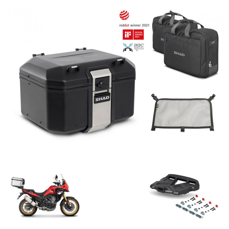 SHAD Baul trasero + soporte montaje parrilla accesorios TR48 TERRA BLACK EDITION KIT-454430