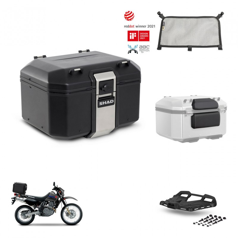 SHAD Baul trasero + soporte montaje parrilla accesorios TR48 TERRA BLACK EDITION KIT-454443