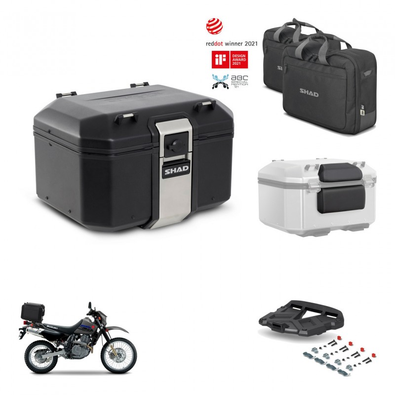 SHAD Baul trasero + soporte montaje parrilla accesorios TR48 TERRA BLACK EDITION KIT-454452