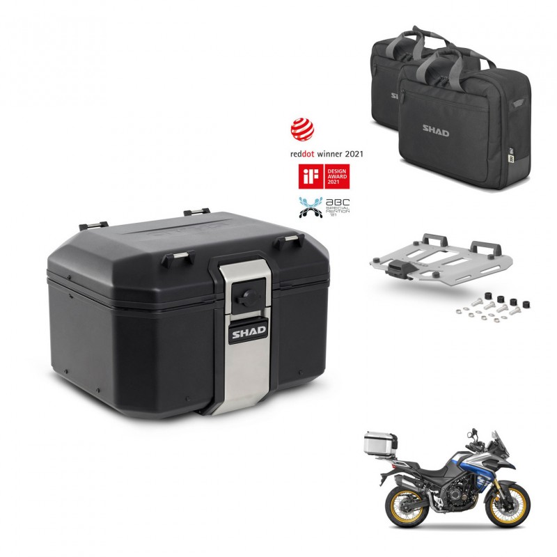 SHAD Baul trasero + soporte montaje parrilla accesorios TR48 TERRA BLACK EDITION KIT-454482