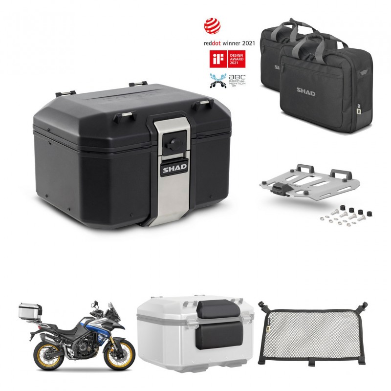 SHAD Baul trasero + soporte montaje parrilla accesorios TR48 TERRA BLACK EDITION KIT-454485
