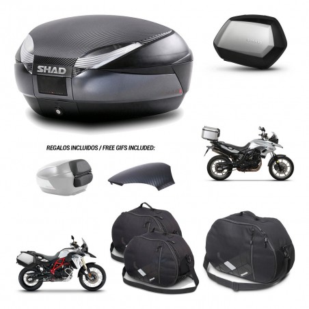 SHAD Maletas SH35 PREMIUM + soporte montaje baul SH48 tapa respaldo accesorios 49 L KIT-458372