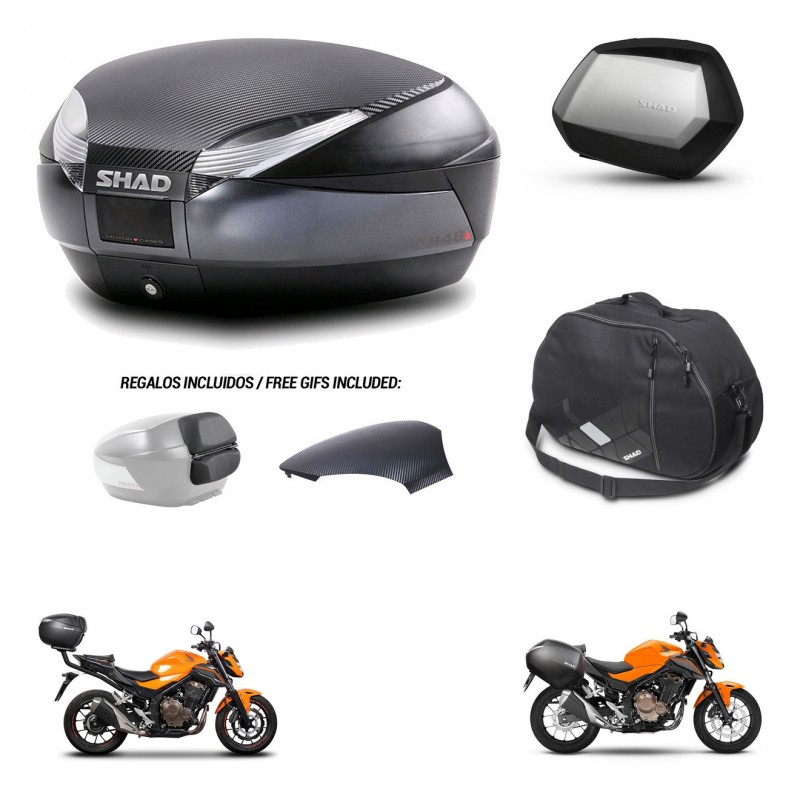 SHAD SH35 PREMIUM suitcases + mounting bracket SH48 trunk backrest cover accessories 49 L KIT-458378