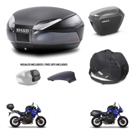 SHAD Maletas sh23 alu + soporte montaje baul SH48 tapa respaldo accesorios 49 L KIT-458381