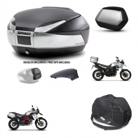 SHAD Maletas SH35 PREMIUM + soporte montaje baul SH48 tapa respaldo accesorios KIT-458385