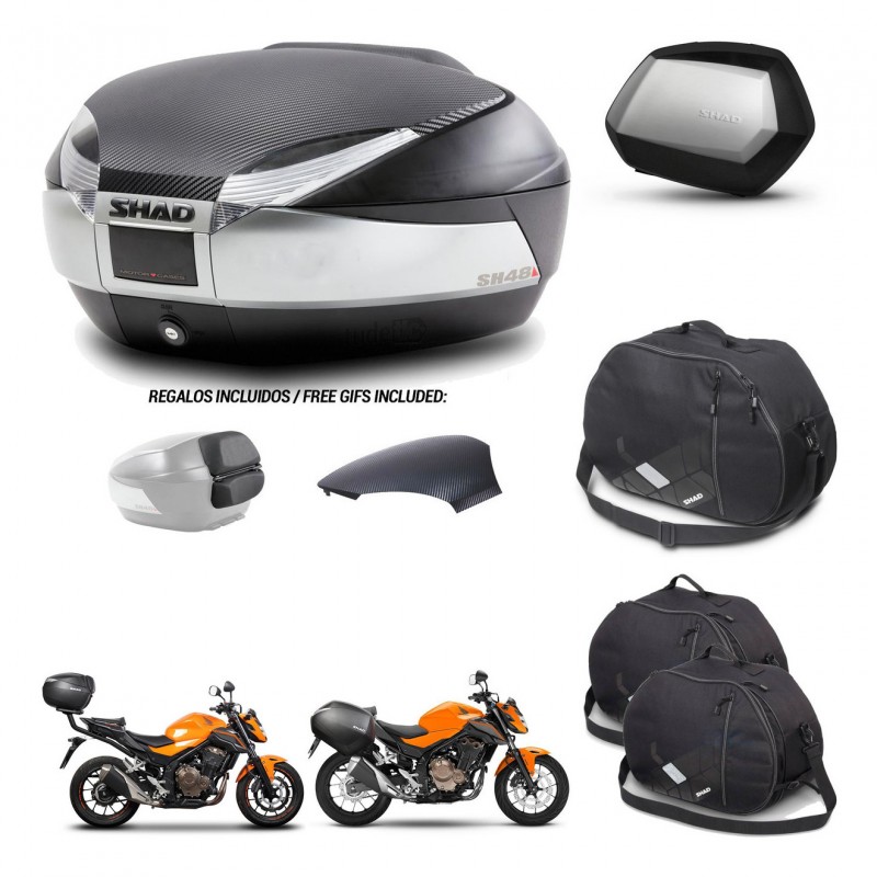 SHAD Maletas SH35 PREMIUM + soporte montaje baul SH48 tapa respaldo accesorios KIT-458393