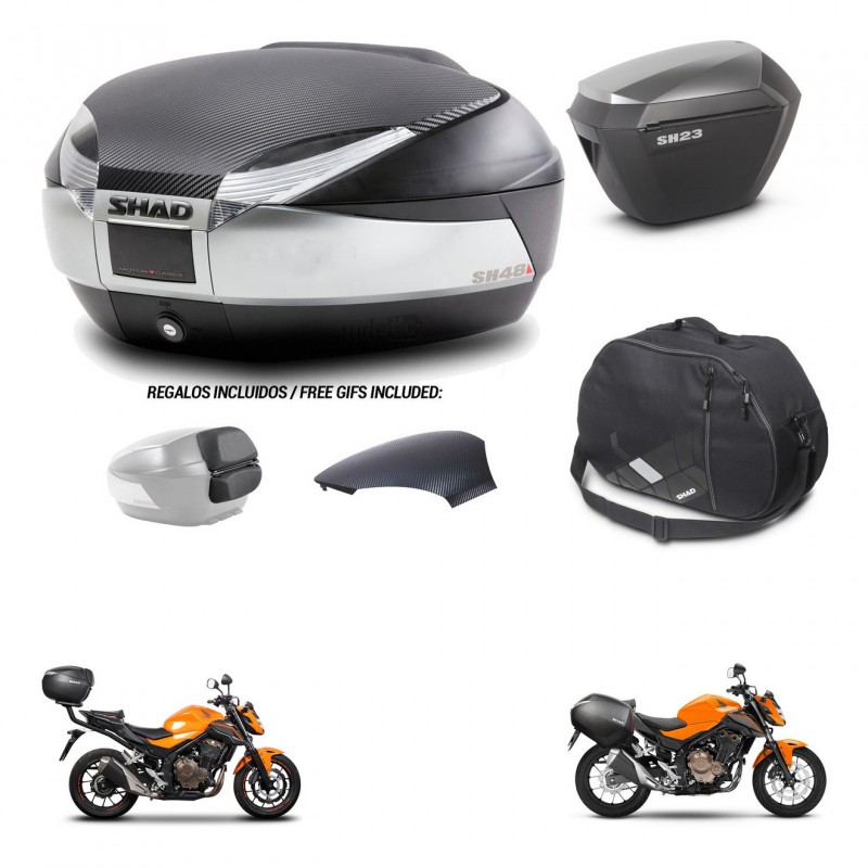 SHAD SH23 alu suitcases + mounting bracket SH48 trunk backrest cover accessories KIT-458394