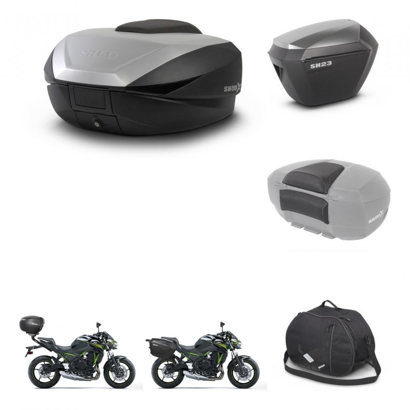 SHAD Maletas sh23 alu + soporte montaje baul SH59 accesorios 59L KIT-458479