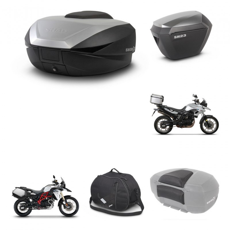 SHAD Maletas sh23 alu + soporte montaje baul SH59 accesorios 59L KIT-458485