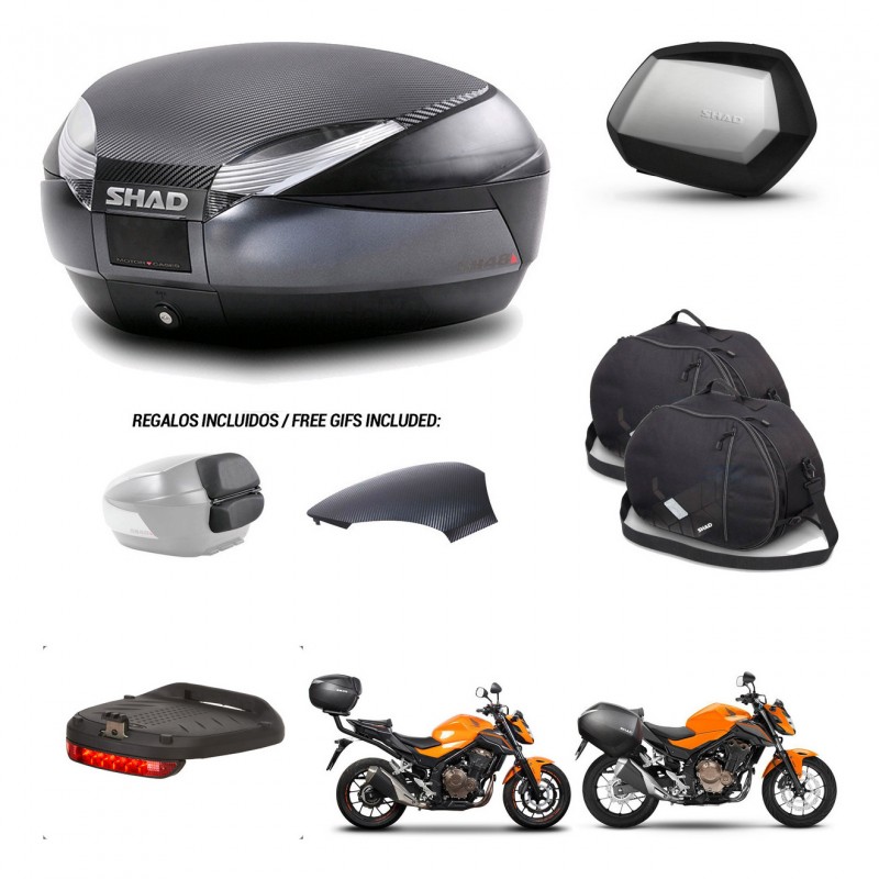 SHAD SH35 PREMIUM suitcases + mounting bracket SH48 trunk backrest cover accessories 49 L KIT-458492