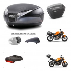 SHAD SH23 alu suitcases + mounting bracket SH48 trunk backrest cover accessories 49 L KIT-458493