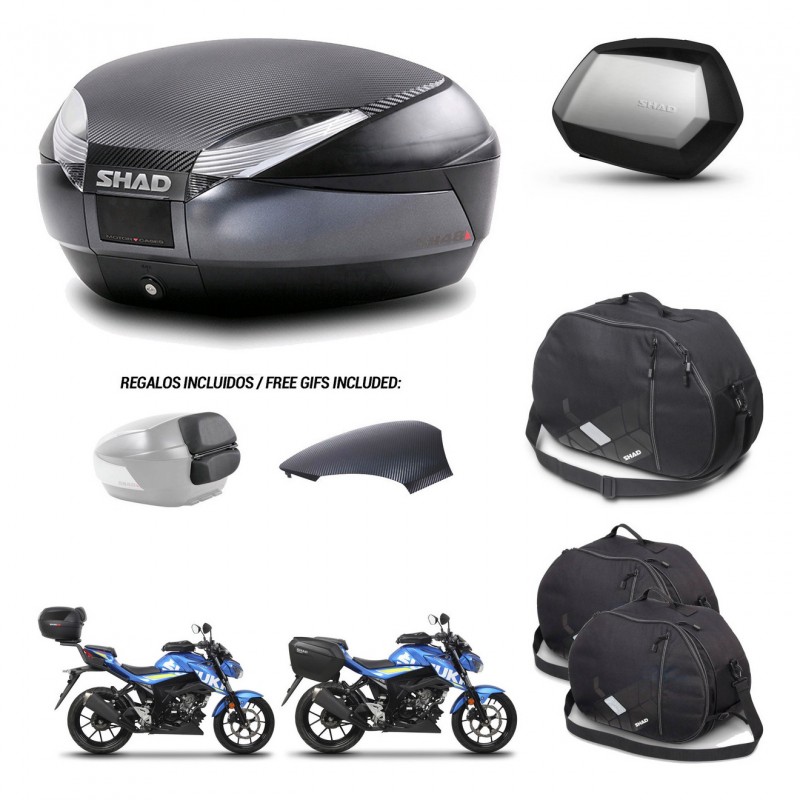 SHAD SH35 PREMIUM suitcases + mounting bracket SH48 trunk backrest cover accessories 49 L KIT-458498