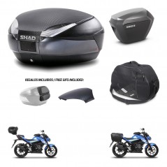 SHAD SH23 alu suitcases + mounting bracket SH48 trunk backrest cover accessories 49 L KIT-458499