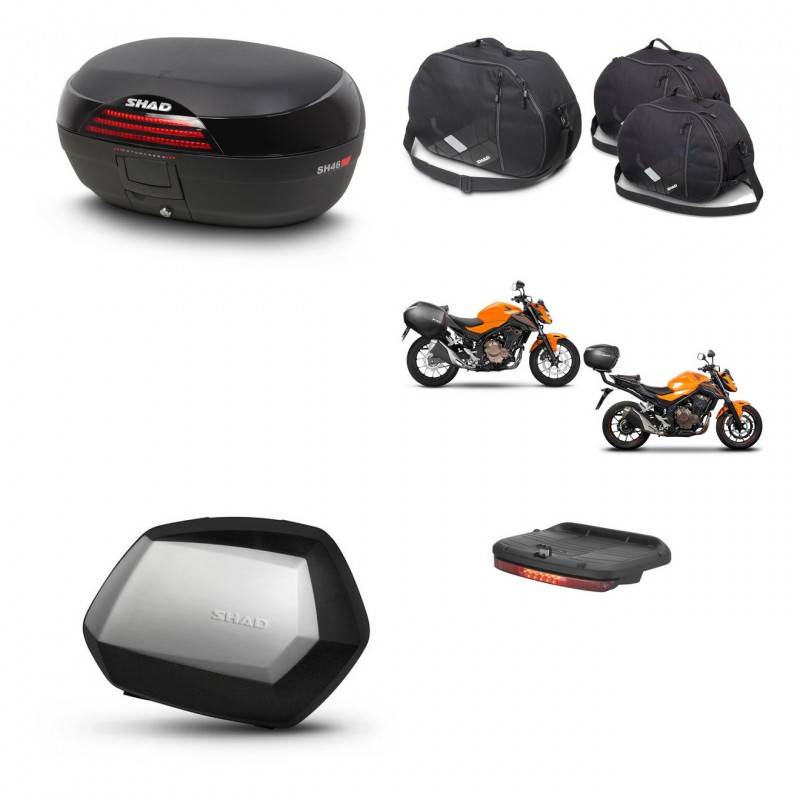 SHAD Maletas SH35 PREMIUM + soporte montaje baul SH46 accesorios 45 L KIT-458524