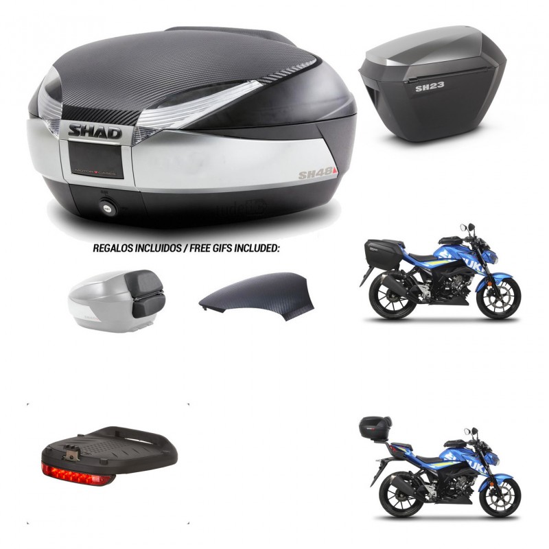 SHAD SH23 alu suitcases + mounting bracket SH48 trunk backrest cover accessories KIT-458641