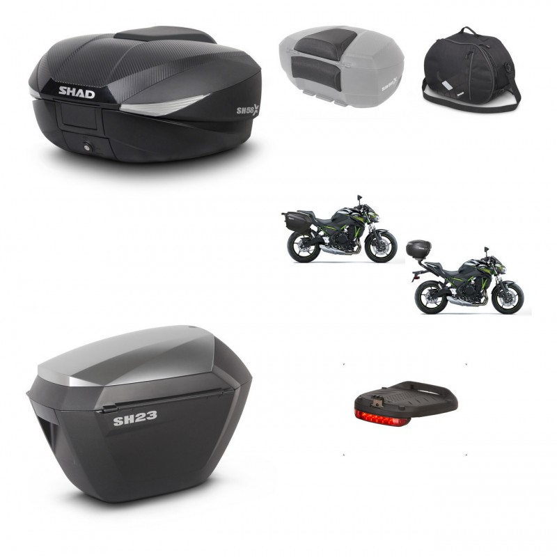 SHAD SH23 alu suitcases + mounting bracket SH58 trunk accessories KIT-458689