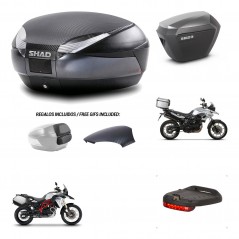 SHAD SH23 alu suitcases + mounting bracket SH48 trunk backrest cover accessories 49 L KIT-458719