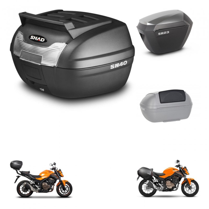 SHAD SH23 alu suitcases + mounting bracket SH40 top grill trunk accessories KIT-458764