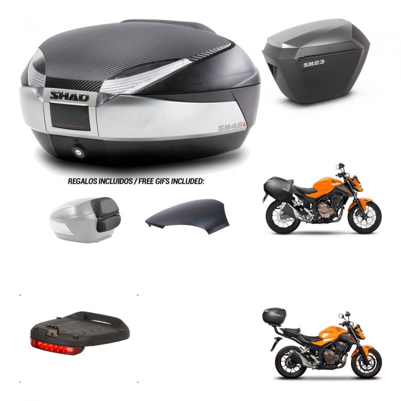 SHAD SH23 alu suitcases + mounting bracket SH48 trunk backrest cover accessories KIT-458919