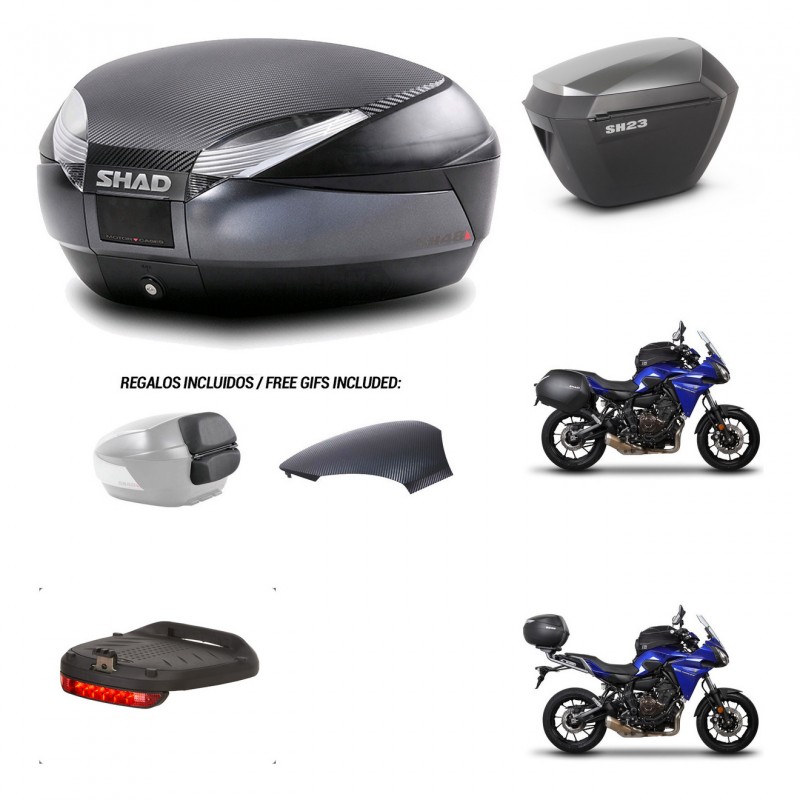 SHAD SH23 alu suitcases + mounting bracket SH48 trunk backrest cover accessories 49 L KIT-458930