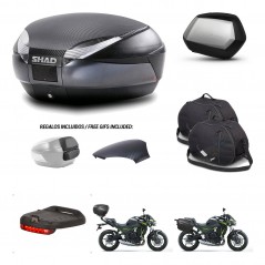SHAD Maletas SH35 PREMIUM + soporte montaje baul SH48 tapa respaldo accesorios 49 L KIT-459036