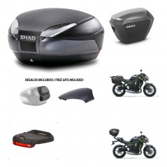SHAD SH23 alu suitcases + mounting bracket SH48 trunk backrest cover accessories 49 L KIT-459037