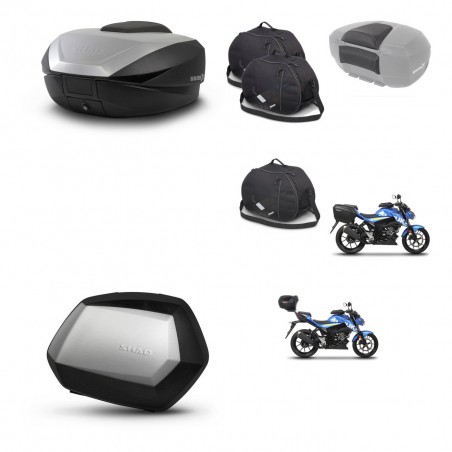 SHAD Maletas SH35 PREMIUM + soporte montaje baul SH59 accesorios 59L KIT-459180