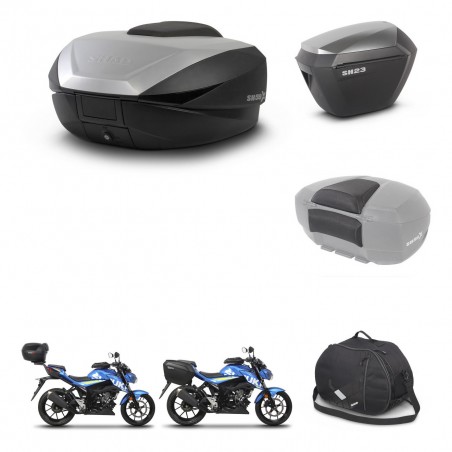 SHAD Maletas sh23 alu + soporte montaje baul SH59 accesorios 59L KIT-459181