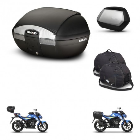 SHAD Maletas SH35 PREMIUM + soporte montaje baul SH45 accesorios KIT-459300