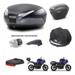 SHAD SH23 alu suitcases + mounting bracket SH48 trunk backrest cover accessories 49 L KIT-459336