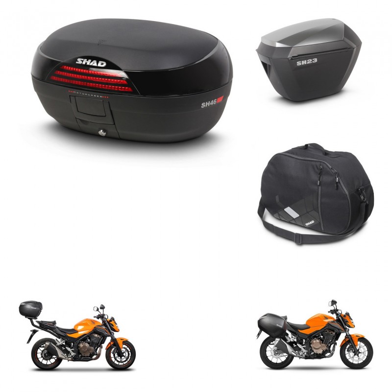 SHAD Maletas sh23 alu + soporte montaje baul SH46 accesorios 45 L KIT-459354