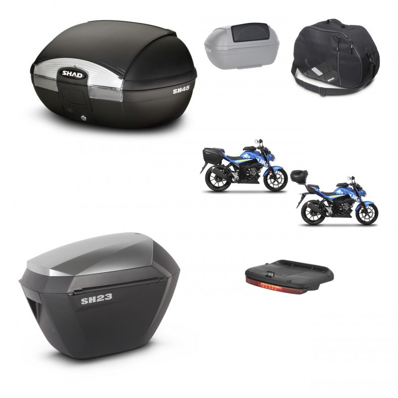 SHAD SH23 alu suitcases + mounting bracket SH45 trunk accessories KIT-459360